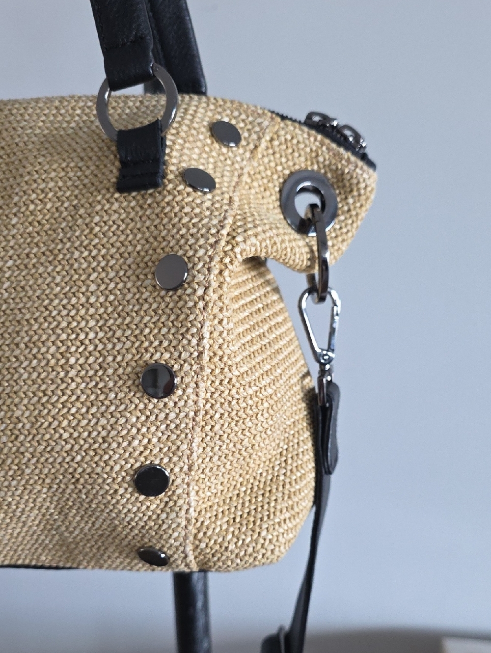 HAMMIT Daniel Chaparral Raffia Gunmetal Leather Bag - Picture 4 of 15